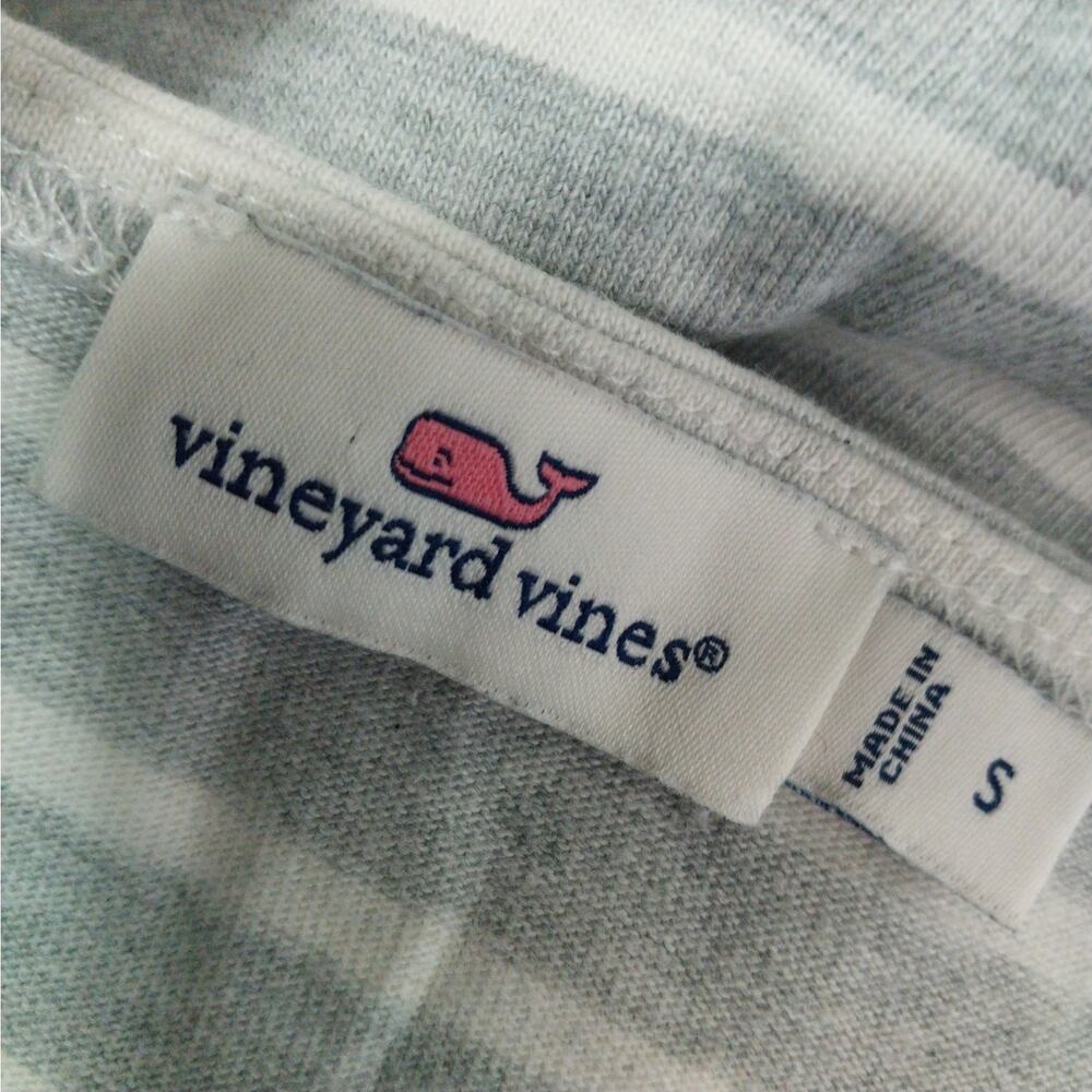VINEYARD VINES! ASH GRAY & WHITE STRIPED 100% COTTON KNIT LONG SLEEVE DRESS! S - Picture 10 of 12